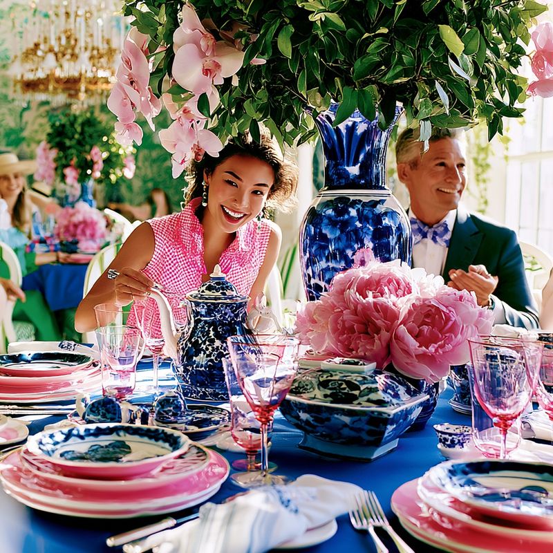 Well-dressed guests mingling among flowers at an elegant Charleston hotel reception